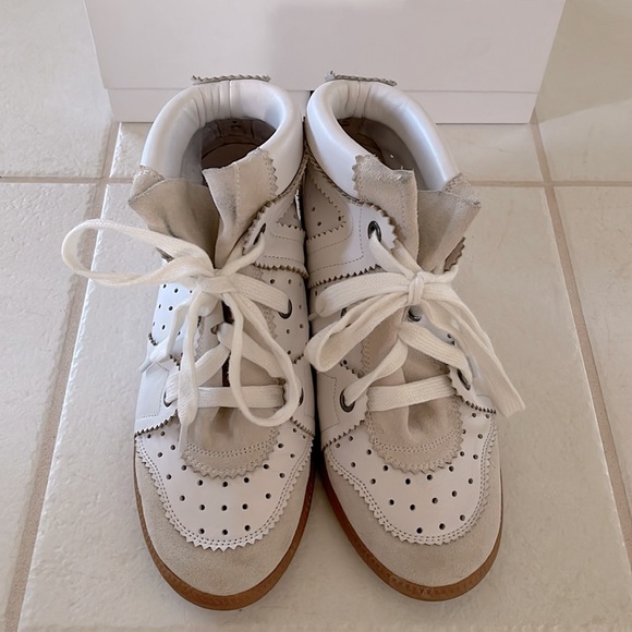 Isabel Marant - Betty Suede Leather White Sneakers, Size 40 - Picture 2 of 5
